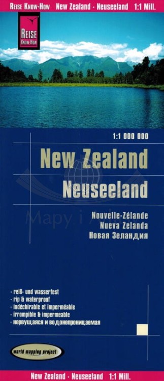 Nowa Zelandia 1:1 000 000. Wodoodporna mapa samochodowo-turystyczna wydawnictwa Reise Know-How. Okładka