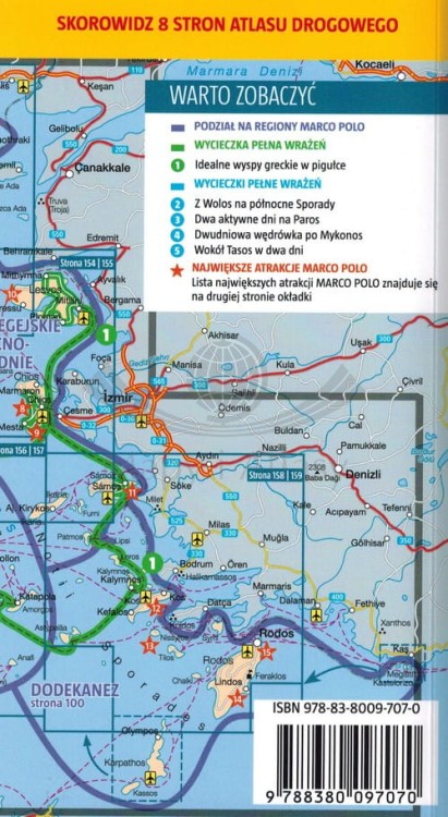 Grecja, Wyspy Egejskie. Przewodnik z mapą w etui wydawnictwa Marco Polo. Okładka - tył