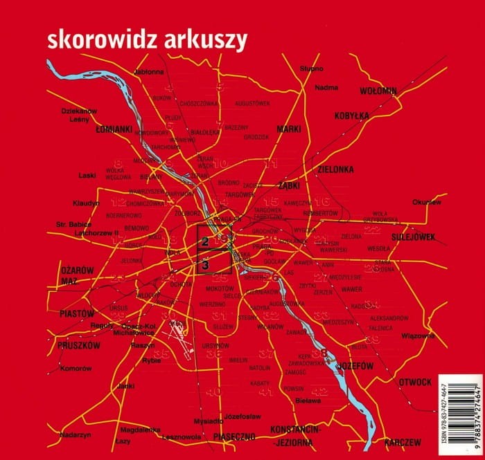 Warszawa 1:13 000. Atlas samochodowy miasta XXL wydawnictwa Demart. Skorowidz arkuszy