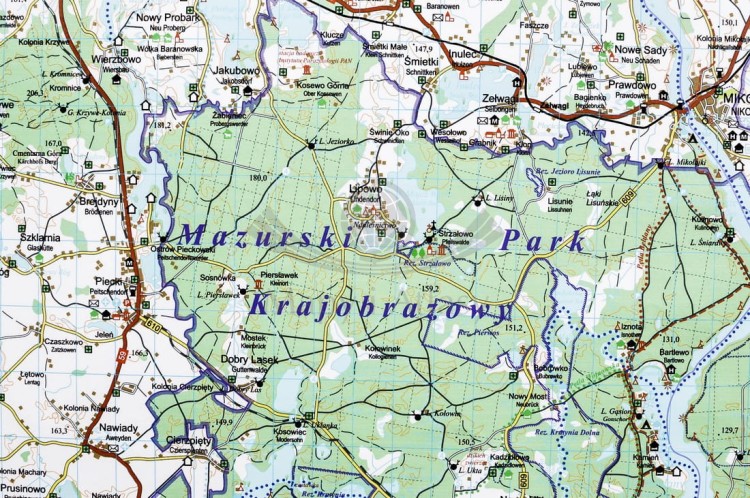 Mazury / Wielkie Jeziora Mazurskie. Mapa w wersji magnetycznej. Fragment 2