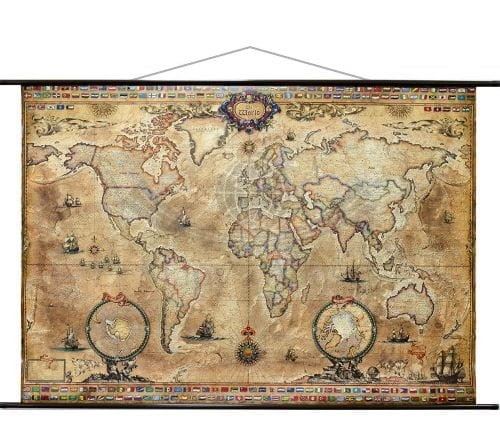 Świat 1:33 000 000. Mapa ścienna stylizowana a'la pergamin