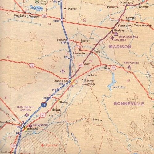 USA. Rocky Mountains / Góry Skaliste. Kolorado, Nowy Meksyk, Utah, Montana, Idaho, Wyoming. Mapa samochodowo-turystyczna wydawnictwa ITMB. Fragment