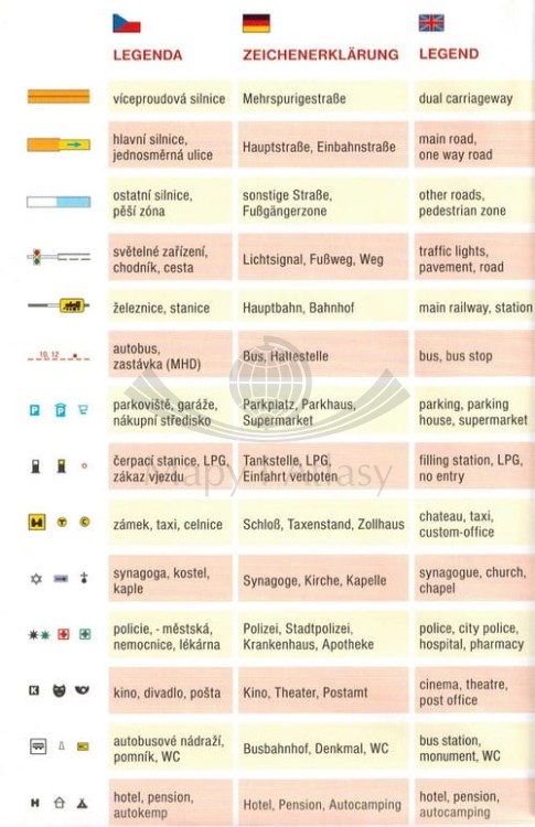 Decin i okolice. Czeskie Średniogórze, Saksonia, Czeska Szwajcaria. Plan miasta / Mapa turystyczna wydawnictwa Freytag & Berndt. Legenda