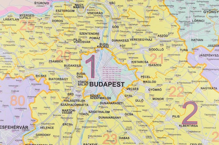 Węgry 1:400 000. Mapa ścienna kodowa wydawnictwa Stiefel. Fragment 3