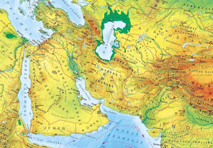 Azja 1:10 500 000. Mapa ścienna fizyczna wydawnictwa Meridan. Fragment 1