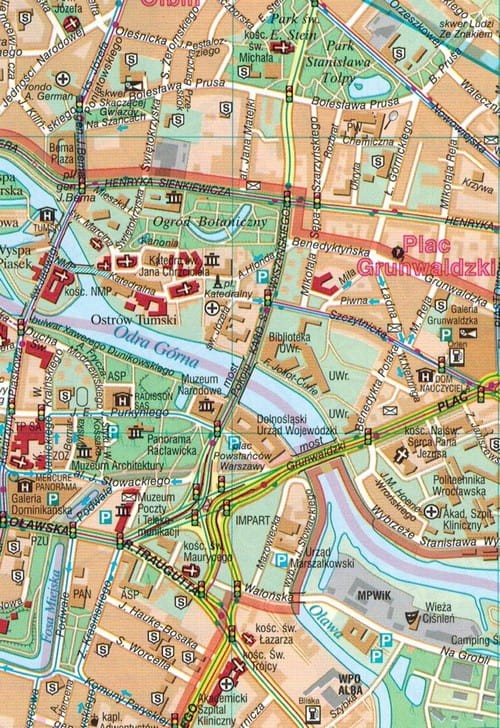 Wrocław +8. Mapa / Plan miasta wydawnictwa Demart. Fragment 2