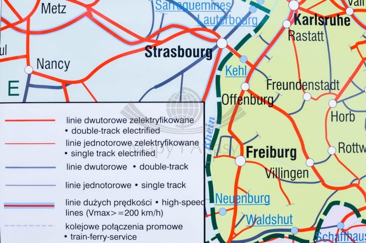 Niemcy. Mapa ścienna kolejowa