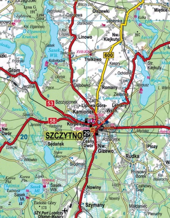 Mazury i Warmia Laminowana mapa turystyczna / Miniprzewodnik ExpressMap fragment 2