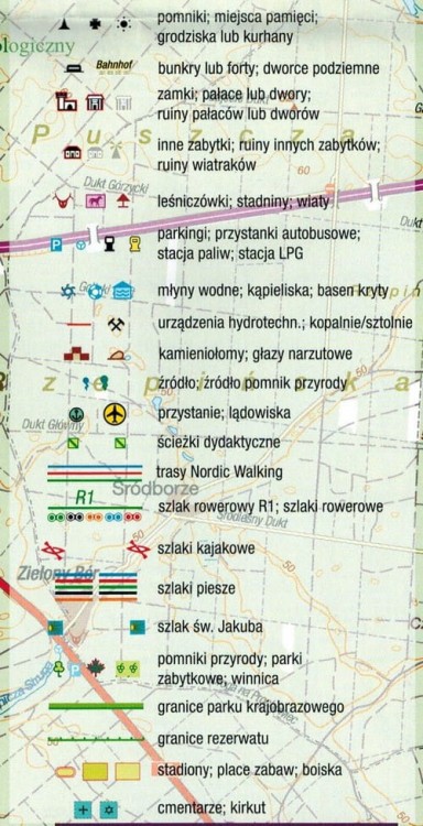 Słubice, Frankfurt (Oder). Plan miasta / Mapa turystyczna okolic wydawnictwa Sygnatura. Legenda 2
