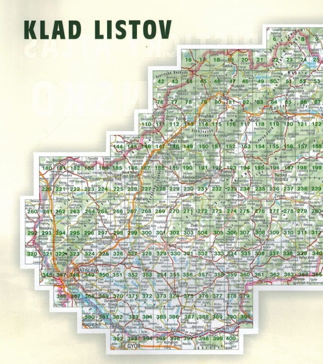 Słowacja 1:50 000. Atlas turystyczny wydawnictwa Shocart. Skorowidz arkuszy 1