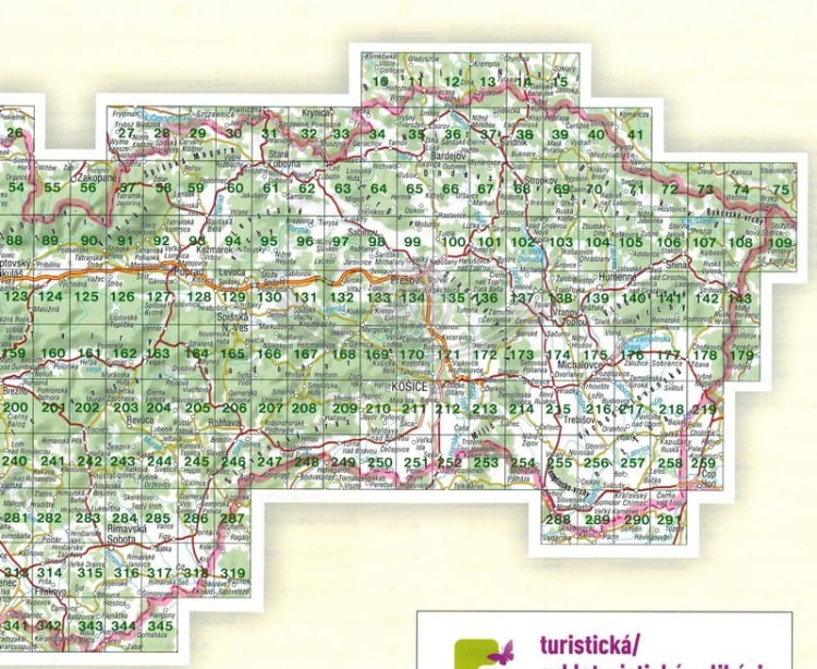 Słowacja 1:50 000. Atlas turystyczny wydawnictwa Shocart. Skorowidz arkuszy 2