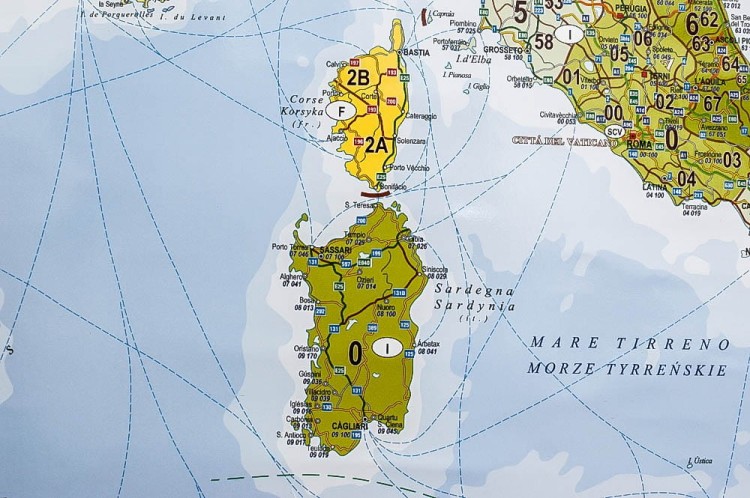 Europa 1:3 600 000. Mapa ścienna. Kody pocztowe. Fragment 3
