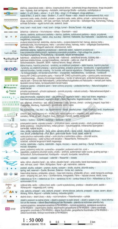 Małe Karpaty, Czerwony Kamień, Jaskinia Driny. Mapa turystyczna 1079 wydawnictwa Shocart. Legenda 2