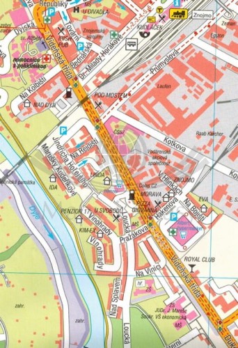Znojmo i okolice 1:12 000. Mapa / Plan miasta wydawnictwa Freytag & Berndt.  Fragment 1