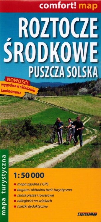 Roztocze Środkowe 1:50 000. Puszcza Solska. Laminowana mapa turystyczna wydawnictwa ExpressMap. Okładka