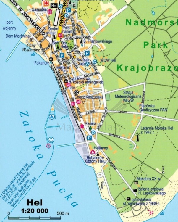 Nadmorski Park Krajobrazowy. Laminowana mapa turystyczna wydawnictwa ExpressMap. Przykładowy plan miasta