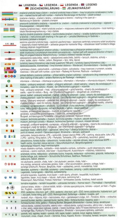 Małe Karpaty, Bratysława. Mapa turystyczna 1078 wydawnictwa Shocart. Legenda