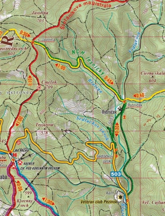 Małe Karpaty, Bratysława. Mapa turystyczna 1078 wydawnictwa Shocart. Fragment 2