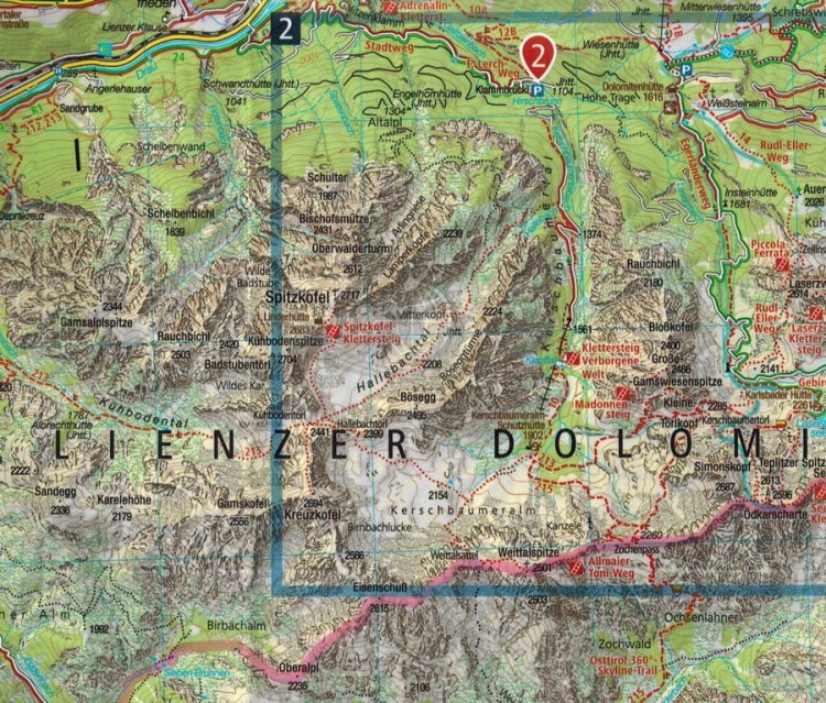 Alpy Karnickie / Lienzer Dolomiten, Lesachtal, Karnischer Hohenweg. Wodoodporna mapa turystyczna 47 wydawnctwa Kompass. Fragment 3