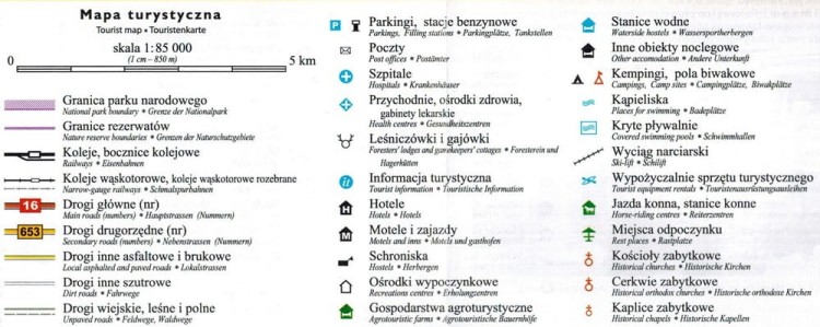 Czarna Hańcza, Jezioro Wigry, Kanał Augustowski. Szlak kajakowy. Mapa turystyczna wydawnictwa Agencja TD. Legenda 1