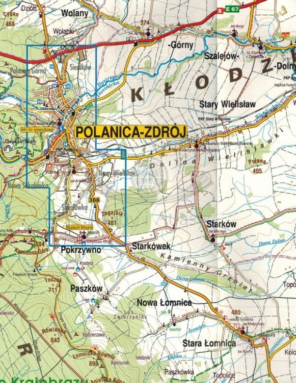 Polanica Zdrój i okolice 1:8 000. Plan miasta wydawnictwa Galileos. Mapa okolic - fragment