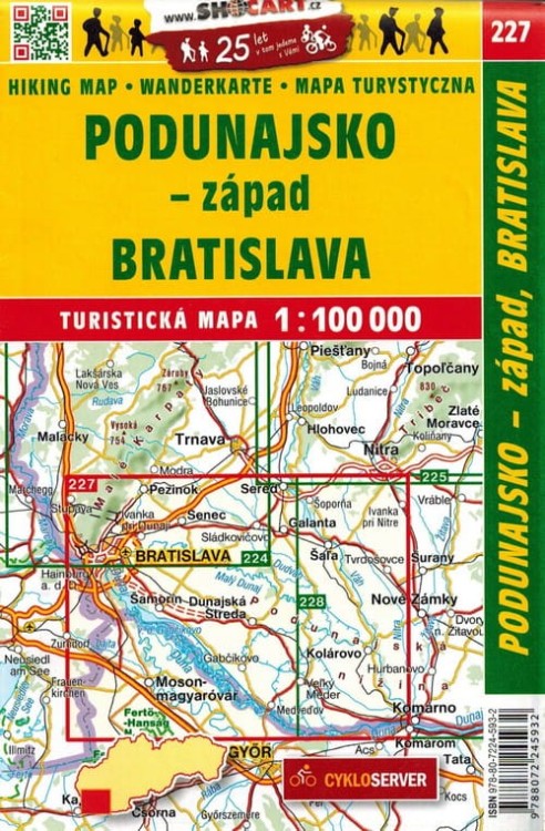 Podunajsko - zapad / Dunaj - zachód, Bratysława mapa turystyczna wydawnictwa Shocart. Okładka tył