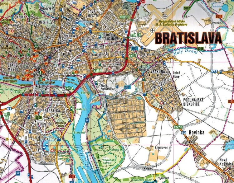 Podunajsko - zapad / Dunaj - zachód, Bratysława mapa turystyczna wydawnictwa Shocart. Fragment 1