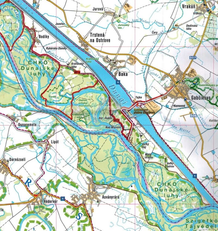 Podunajsko - zapad / Dunaj - zachód, Bratysława mapa turystyczna wydawnictwa Shocart. Fragment 2