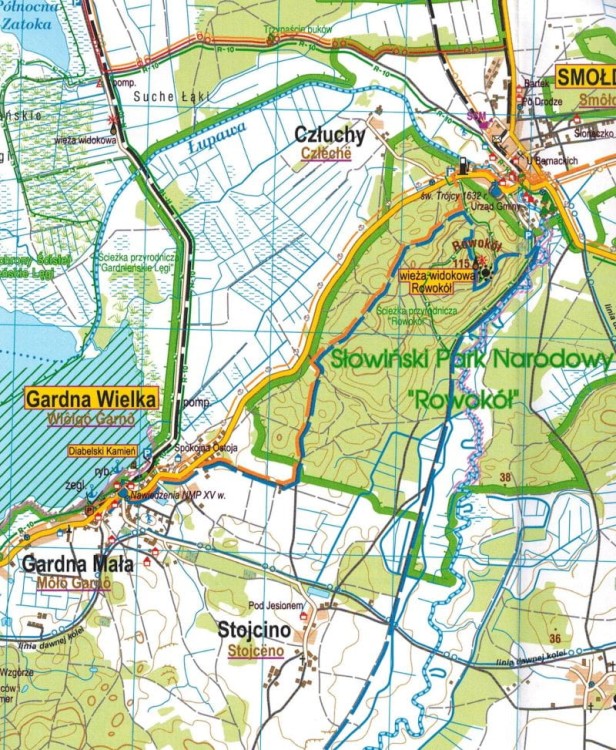 Słowiński Park Narodowy. Laminowana mapa turystyczna wydawnictwa Galileos. Fragment 2