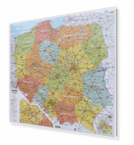 Polska 1:750 000. Mapa administracyjno-drogowa do wpinania. Rama alu SLIM