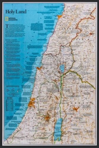 Ziemia Święta 1:405 500. Mapa polityczna w ramie drewnianej. Wydawnictwo: National Geographic