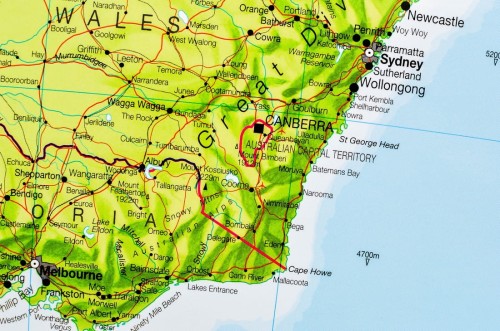 Australia 1:7 000 000. Mapa ścienna polityczna wydawnictwa Maps International. Fragment 1