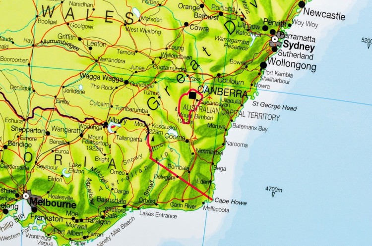 Australia 1:7 000 000. Mapa ścienna polityczna wydawnictwa Maps International. Fragment 1