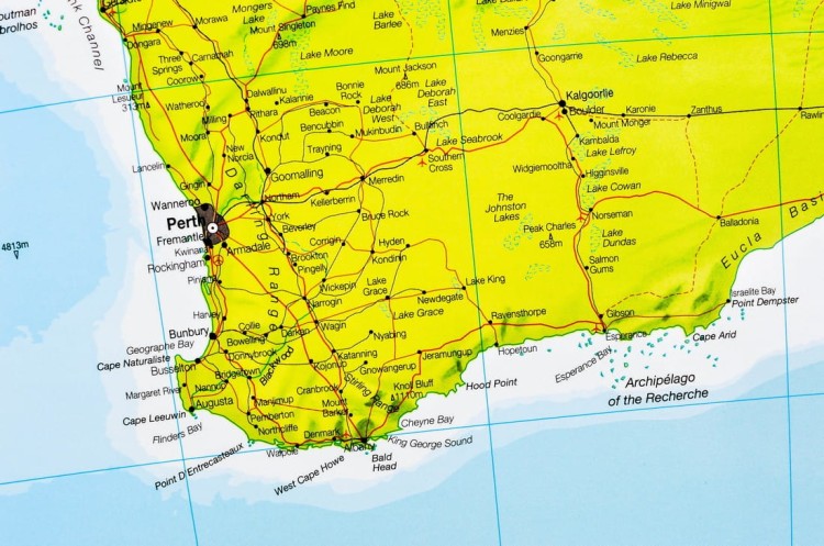 Australia 1:7 000 000. Mapa ścienna polityczna wydawnictwa Maps International. Fragment 2