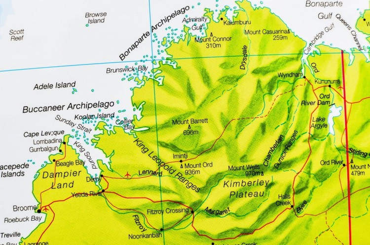 Australia 1:7 000 000. Mapa ścienna polityczna wydawnictwa Maps International. Fragment 3