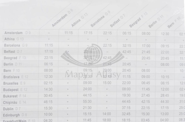 Europa 1:5 500 000. Mapa ścienna kolejowa, promy. Wydawnictwo: Freytag & Berndt. Druga strona - fragment 2