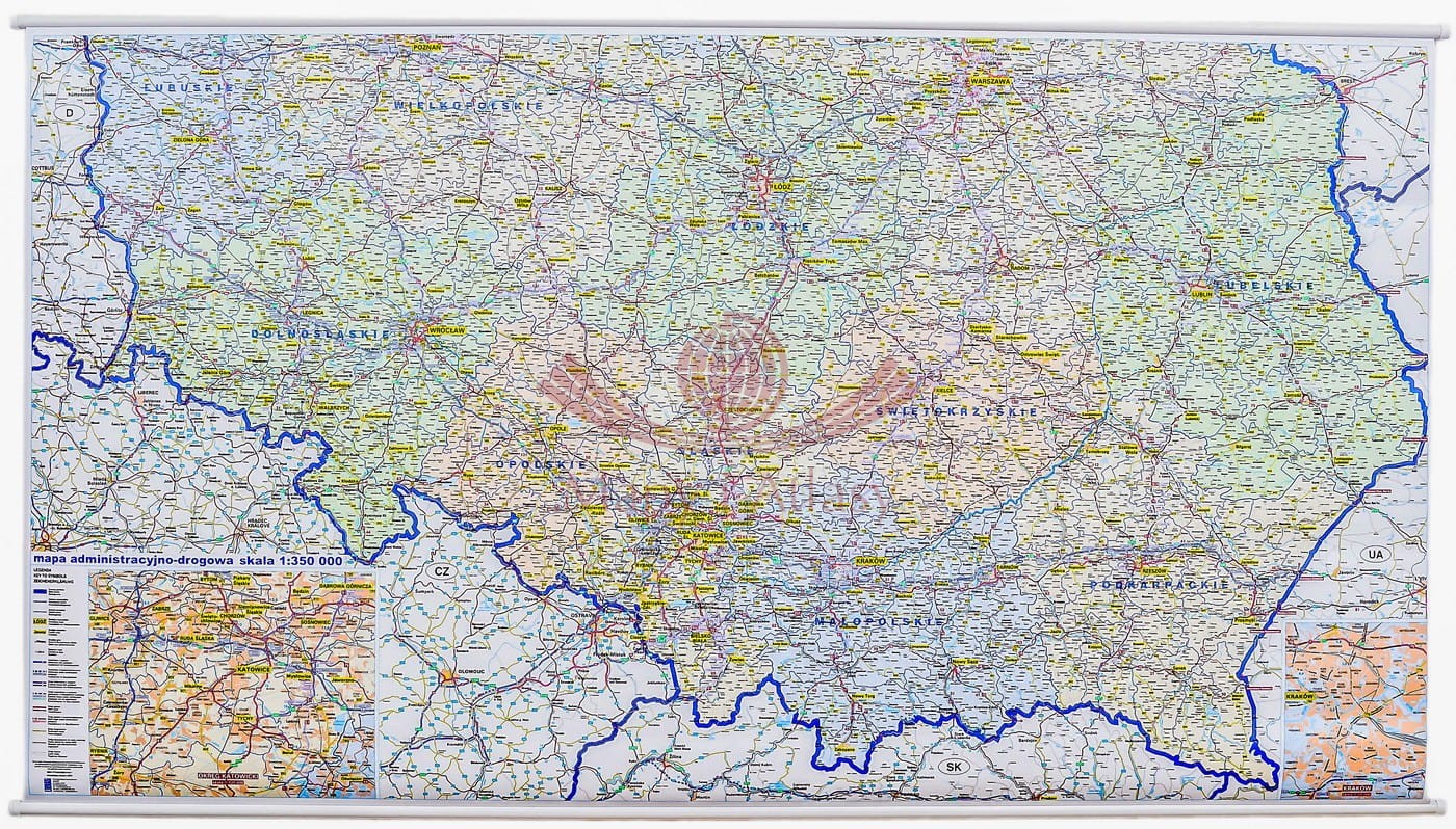 Polska południowa 1:350 000. Mapa ścienna administracyjno-drogowa. Wyd. 2026