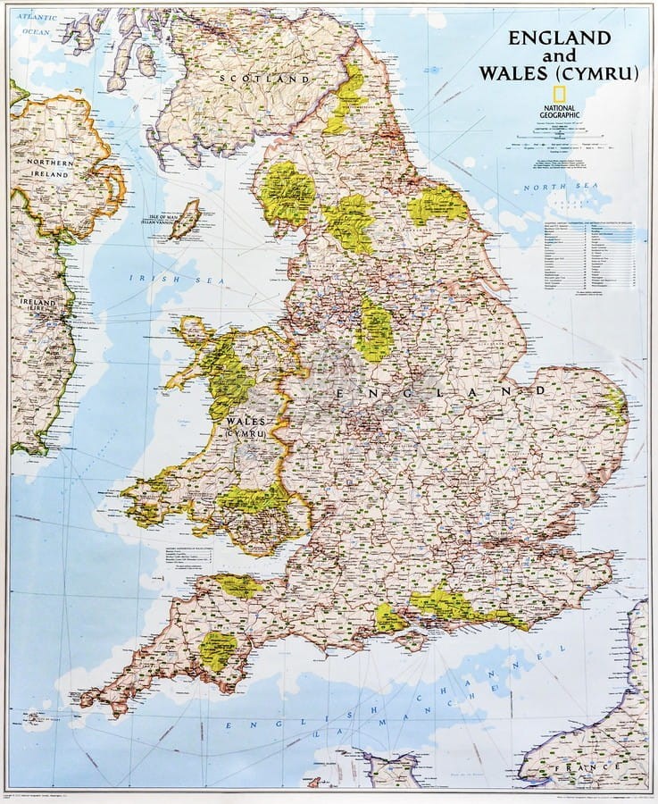 Anglia i Walia 1:868 420. Mapa ścienna. National Geographic