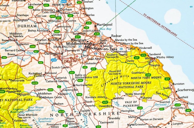 Anglia i Walia 1:868 420. Mapa w ramie drewnianej. Wydawnictwo: National Geographic. Fragment 5