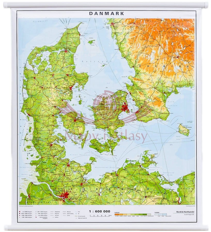 Dania 1:600 000. Mapa ścienna fizyczna