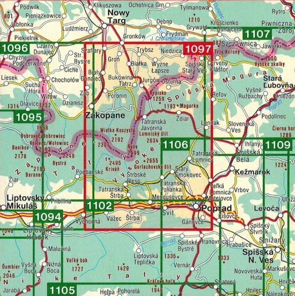 Tatry Wysokie. Mapa turystyczna 1097 wydawnictwa Shocart. Zasięg