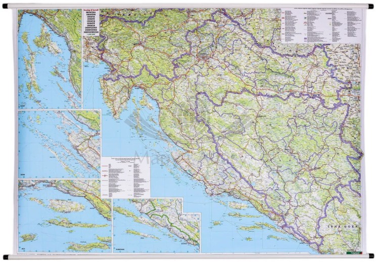 Chorwacja, Słowenia, Bośnia i Hercegowina. Mapa ścienna fizyczno-drogowa wydawnictwa Freytag & Berndt