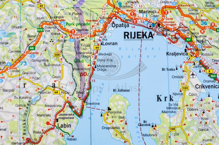 Chorwacja, Słowenia, Bośnia i Hercegowina. Mapa ścienna fizyczno-drogowa wydawnictwa Freytag & Berndt. Fragment 1