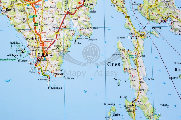 Chorwacja, Słowenia, Bośnia i Hercegowina. Mapa ścienna fizyczno-drogowa wydawnictwa Freytag & Berndt. Fragment 2