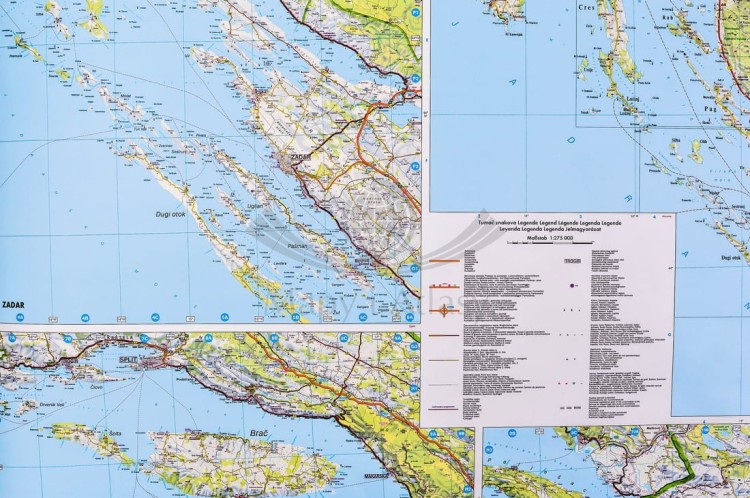 Chorwacja, Słowenia, Bośnia i Hercegowina. Mapa ścienna fizyczno-drogowa wydawnictwa Freytag & Berndt. Fragment 10
