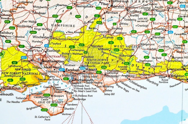Anglia i Walia 1:868 420. Mapa w wersji do wpinania. Wydawnictwo: National Geographic. Fragment 3