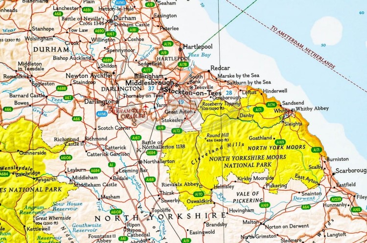 Anglia i Walia 1:868 420. Mapa w wersji do wpinania. Wydawnictwo: National Geographic. Fragment 5