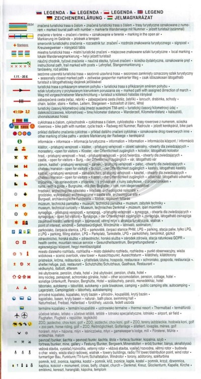 Słowacki Kras / Slovensky Kras. Mapa turystyczna 1108 wydawnictwa Shocart. Legenda 1