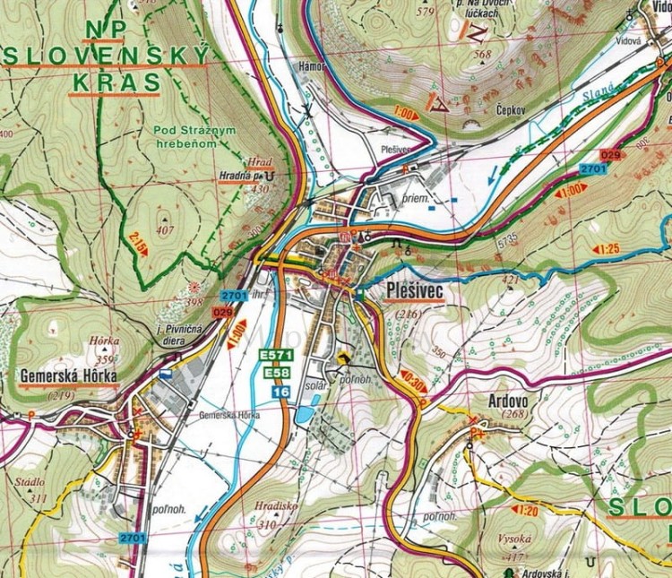 Słowacki Kras / Slovensky Kras. Mapa turystyczna 1108 wydawnictwa Shocart. Fragment 2