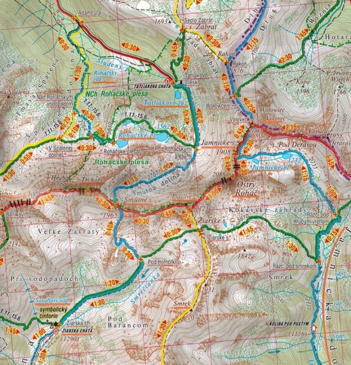 Góry Choczańskie / Chocske Vrchy. Mapa turystyczna 1095 wydawnictwa Shocart. Fragment 3